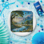 Tafel mit Landschaft Pappteller (Party)