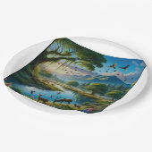 Tafel mit Landschaft Pappteller (Schrägansicht)