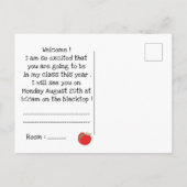 Tafel mit rotem Apfel auf der Postkarte (Rückseite)