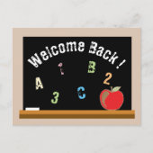 Tafel mit rotem Apfel auf der Postkarte (Vorderseite)