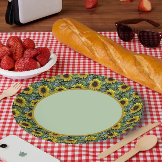 Tafel mit Sonnenblumen Pappteller (Picknick)
