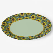 Tafel mit Sonnenblumen Pappteller (Schrägansicht)