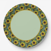 Tafel mit Sonnenblumen Pappteller (Vorderseite)