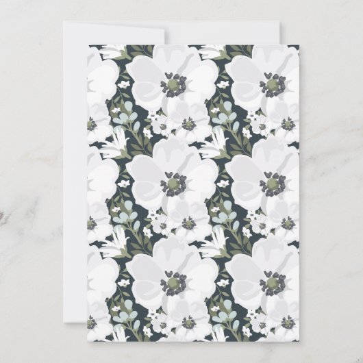 Tafel mit weißen Blume Anemone Bridal Showe Einladung (Rückseite)