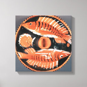 Tafel mit zwei Fischen, 350 v. Chr. (Keramik) Leinwanddruck