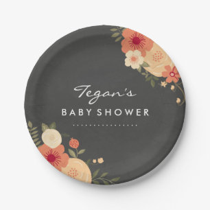 Tafel Modern Floral Baby Shower Papierplatten Pappteller