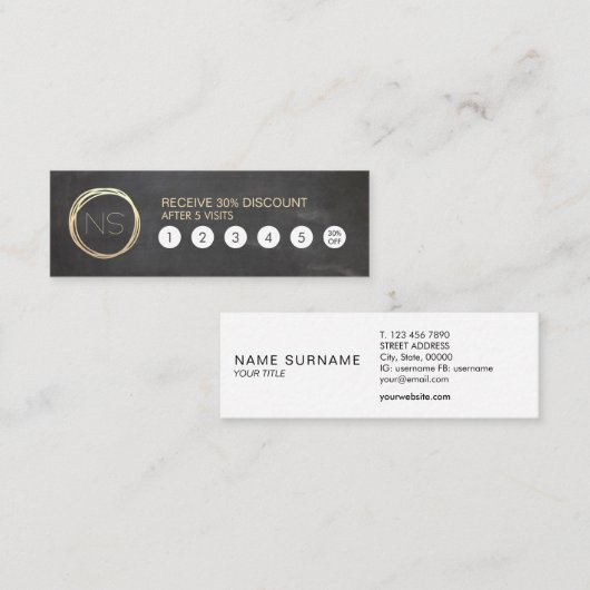 Tafel-moderne Goldkreis-Monogramm-Loyalität Mini Visitenkarte (Vorne/Hinten)