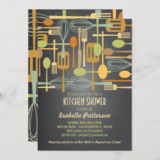 Tafel-Retro Vorrat das Küchen-Brautparty Einladung (Vorne/Hinten)