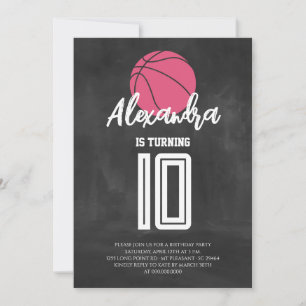 Tafel Rosa Basketball Geburtstag Einladung