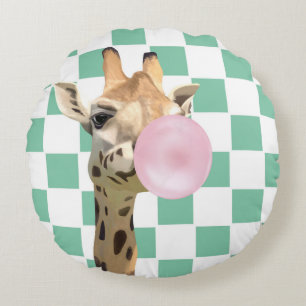 Tafel Rosa Bubblegum Blasen Giraffe Rundes Kissen