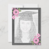 Tafel,  Rosa Foto Abschluss Einladung (Rückseite)