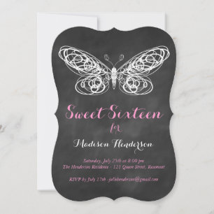 Tafel-Schmetterling Sweet Sixteen Einladung