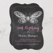 Tafel-Schmetterlings-18. Geburtstags-Einladung Einladung (Vorne/Hinten)