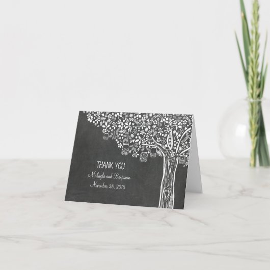Tafel-Schreibtafel-Hochzeit-Dankeschön mit Baum-Ma Dankeskarte (Vorderseite)