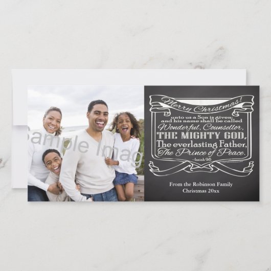 Tafel-Schrifts-Weihnachten Feiertagskarte (Vorderseite)