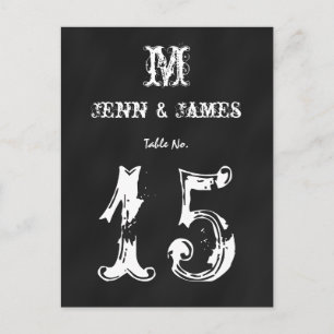 Tafel-Schultafel-Rustikale-Hochzeit-Tischnummer-Sc Postkarte