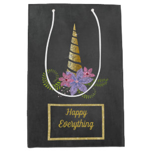 Tafel schwarz Pastellfarben Einhorn Geschenktasche Mittlere Geschenktüte