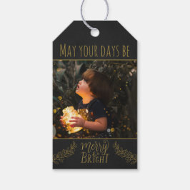 Tafel schwarz und gold mit Bild Weihnachten Geschenkanhänger