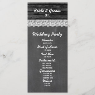 Tafel-schwarzes hölzernes Hochzeits-Programm Programm