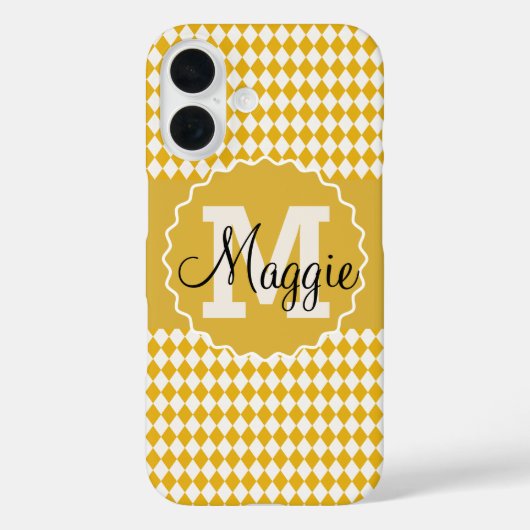 Tafel Senf und Creme mit Name Monogram Case-Mate iPhone Hülle (Rückseite)