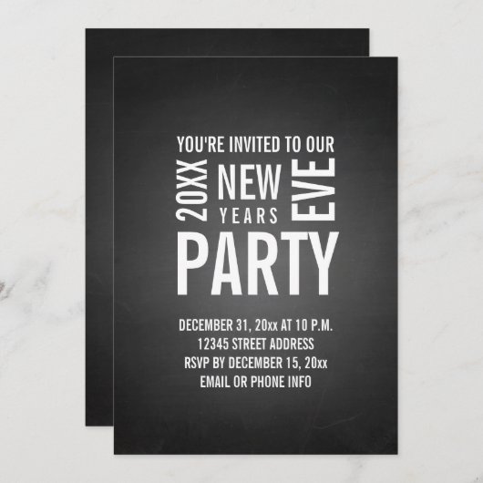 Tafel-Silvester-Party laden ein Einladung (Vorne/Hinten)