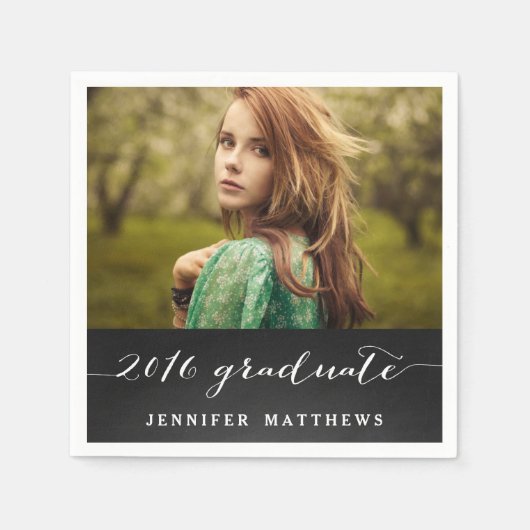 Tafel-Skript-Foto-Abschluss-Party 2016 Serviette (Vorderseite)