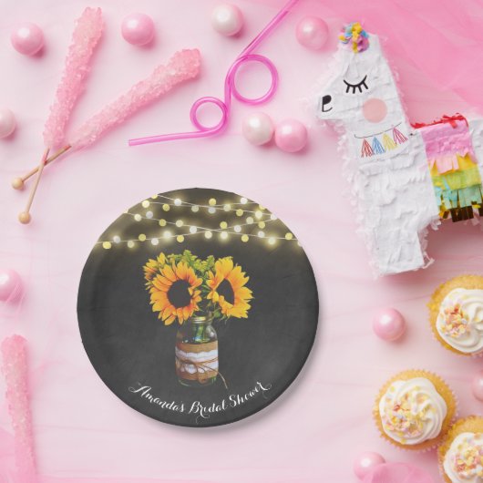 Tafel-Sonnenblume-Maurer-Glas-Brautparty Pappteller (Party)