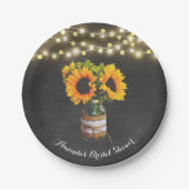 Tafel-Sonnenblume-Maurer-Glas-Brautparty Pappteller (Vorderseite)