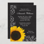 Tafel Sonnenblumen Wirbel Brautparty Einladung (Vorne/Hinten)