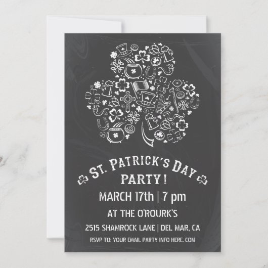 Tafel-St Patrick TagesParty Einladung II (Vorderseite)