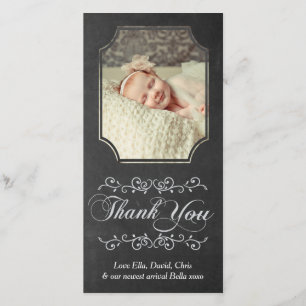 Tafel-Typografie-Baby danken Ihnen Foto-Karte Dankeskarte