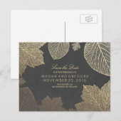 Tafel und Goldplatten fallen Save the Date Ankündigungspostkarte (Vorne/Hinten)