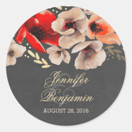 Tafel und Hochzeit mit Goldblumen Runder Aufkleber