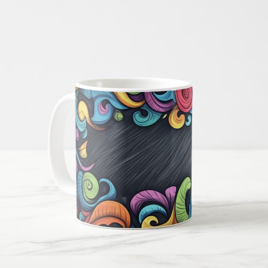 Tafel- und Kreidehintergründe. Kinderstil Kaffeetasse (Vorderseite Links)