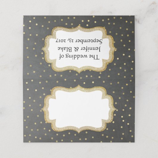 Tafel und Platzkarte zum Hochzeitsfeiern (Außenseite Aufgefaltet)