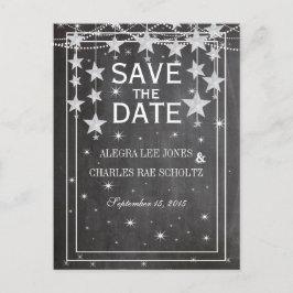 Tafel unter den Sternen Save the Date Vintag Ankündigungspostkarte