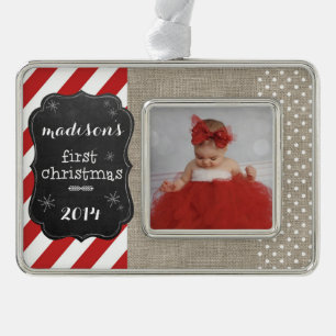 Tafel-Verzierung des Babys erste Weihnachts Rahmen-Ornament Silber