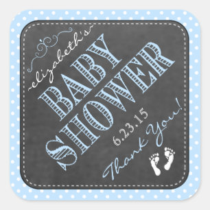Tafel-Vintage Typografie-blaues Baby-Dusche Quadratischer Aufkleber