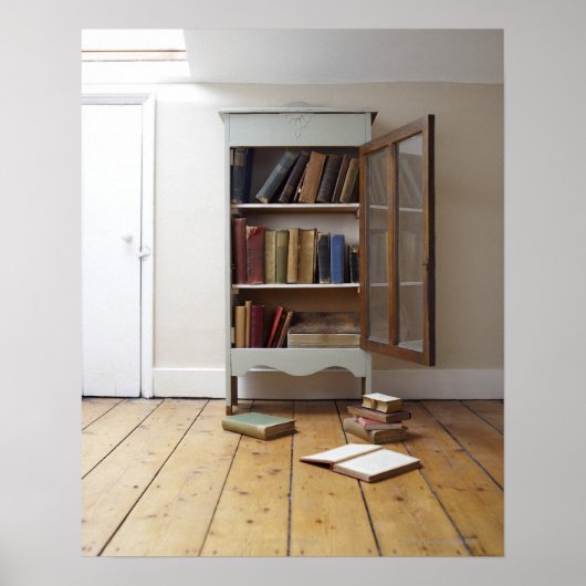 Tafel voller Bücher. Poster (Vorne)