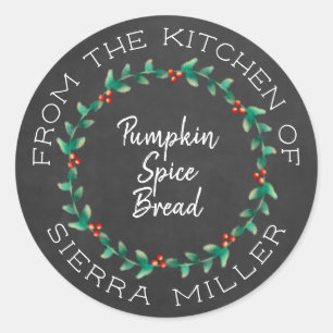 Tafel Weihnachten Holly Wreath Küche Leckereien Runder Aufkleber