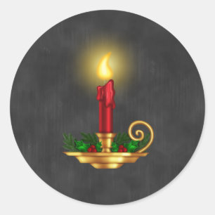 Tafel-Weihnachtsaufkleber mit Goldlit-Kerze Runder Aufkleber