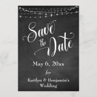 Tafel, Weiße Leuchten und Schrift, Save the Date