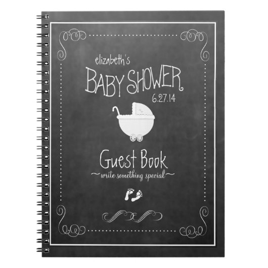 Tafel-weißer Vintager Baby-DuscheGuestbook Notizblock (Vorderseite)