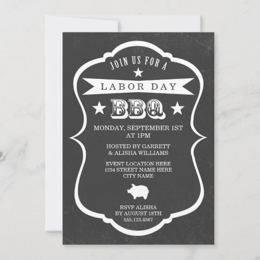 Tafel-Werktags-Grill-Einladung Einladung (Vorderseite)
