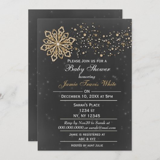 Tafel Winter unisex Kinderdusche Einladung (Vorne/Hinten)