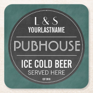 Tafel-Zeichen-personalisierte Paare Pubhouse Rechteckiger Pappuntersetzer