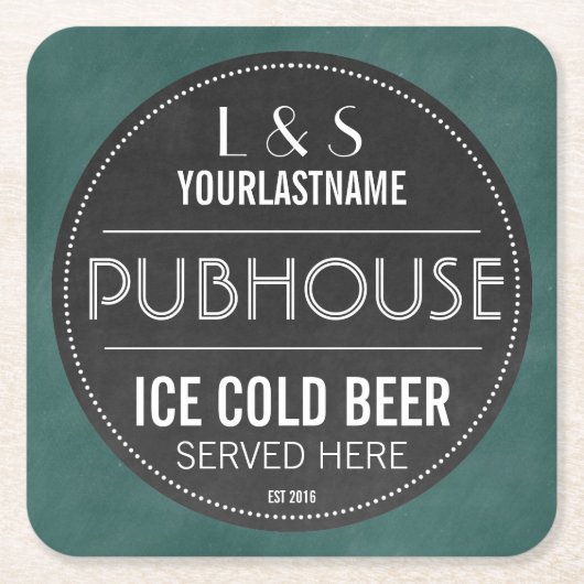 Tafel-Zeichen-personalisierte Paare Pubhouse Rechteckiger Pappuntersetzer (Vorderseite)