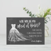 Tafel Zeichnend Hochzeitskleid - Trauzeugin Einladung (Stehend Vorderseite)