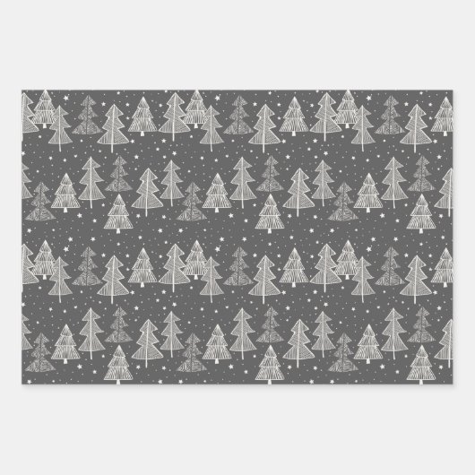 Tafel Zeichnend Weihnachtsbaumen Schneestars Geschenkpapier Set (Vorderseite 3)