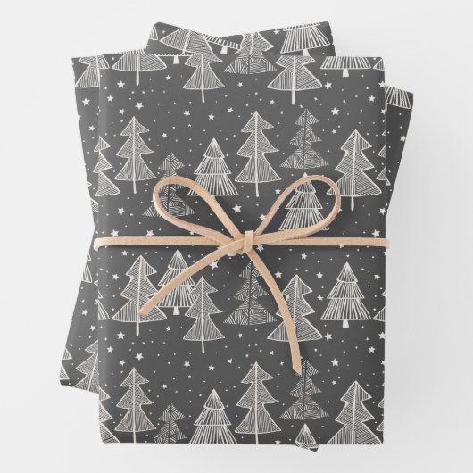 Tafel Zeichnend Weihnachtsbaumen Schneestars Geschenkpapier Set (Beispiel)